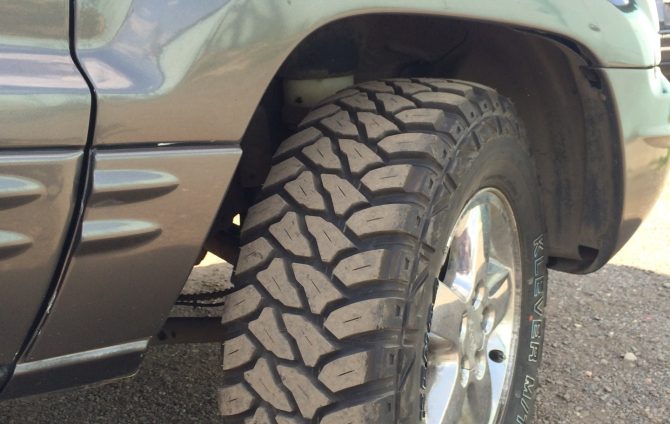 Close-up of Kenda tyre tread pattern designed for all-terrain performance and durability